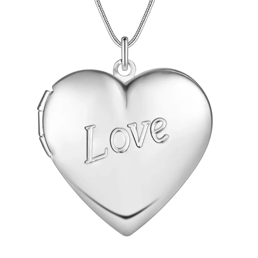 Sterling Silver Heart Love Locket 16” Necklace NEW - Picture 3 of 5
